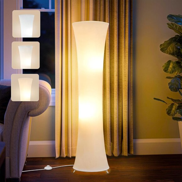 NEW! 46“ Floor Lamp for Living Room, 3 Color Temperature White Fabric Lampshade - Picture 2 of 7